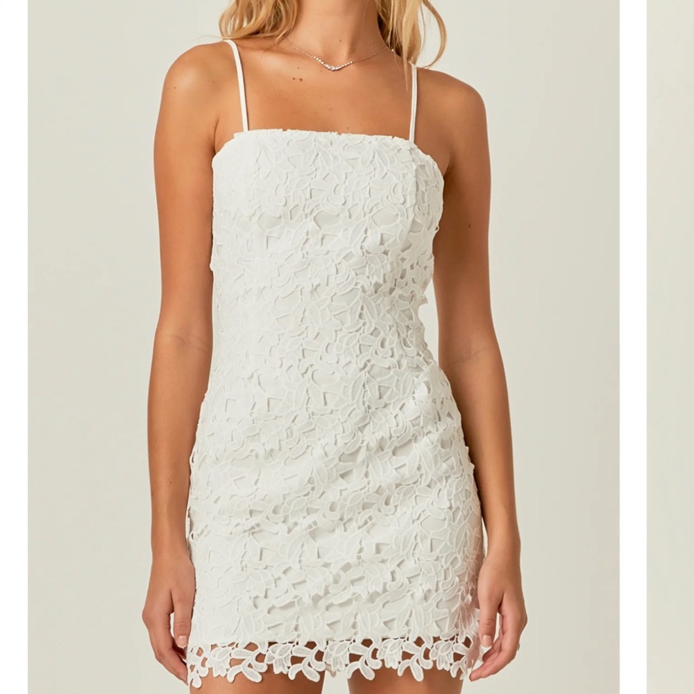 Endless Rose Crochet White Lace Body Con Mini Dress Medium